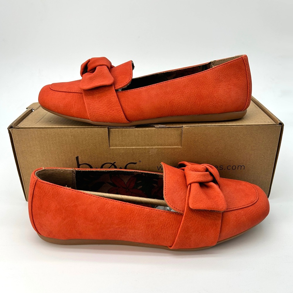 Womens Loafers b.o.c. Born Concept Paisley Size 9 Orange Nubuck Leather NEW